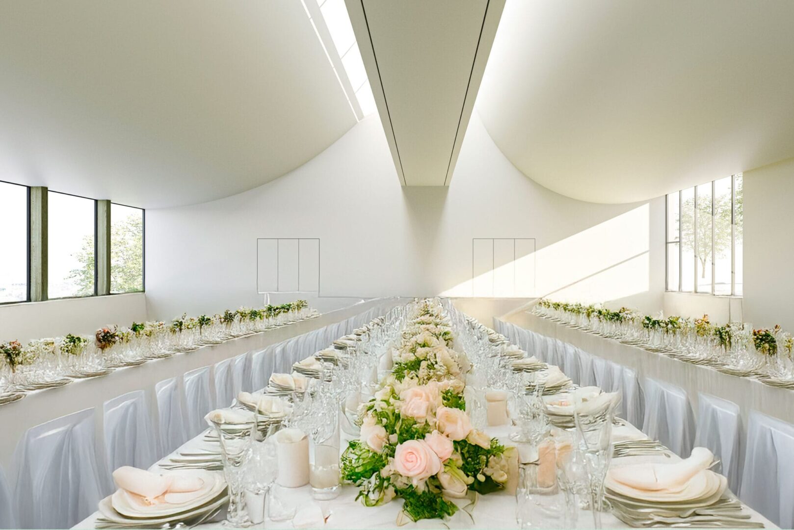 wedding table setting in the berga hall