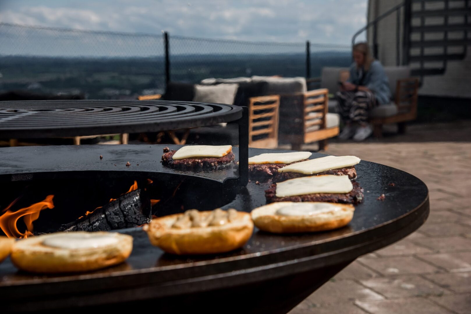 grilled hamburgers outside